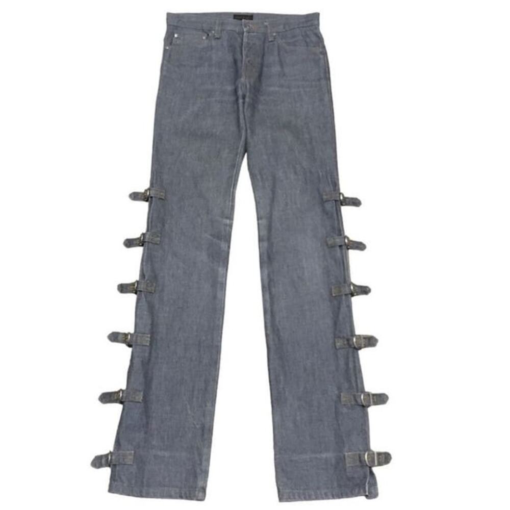 Morgan de Toi Homme Y2K Buckle Strap Jeans Gray Denim Pants small - Picture 1 of 14